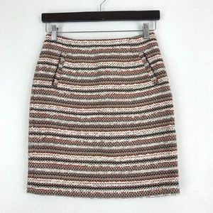 Halogen Women's Size 2P Multi-Color Metallic Striped Tweed Straight Pencil Skirt